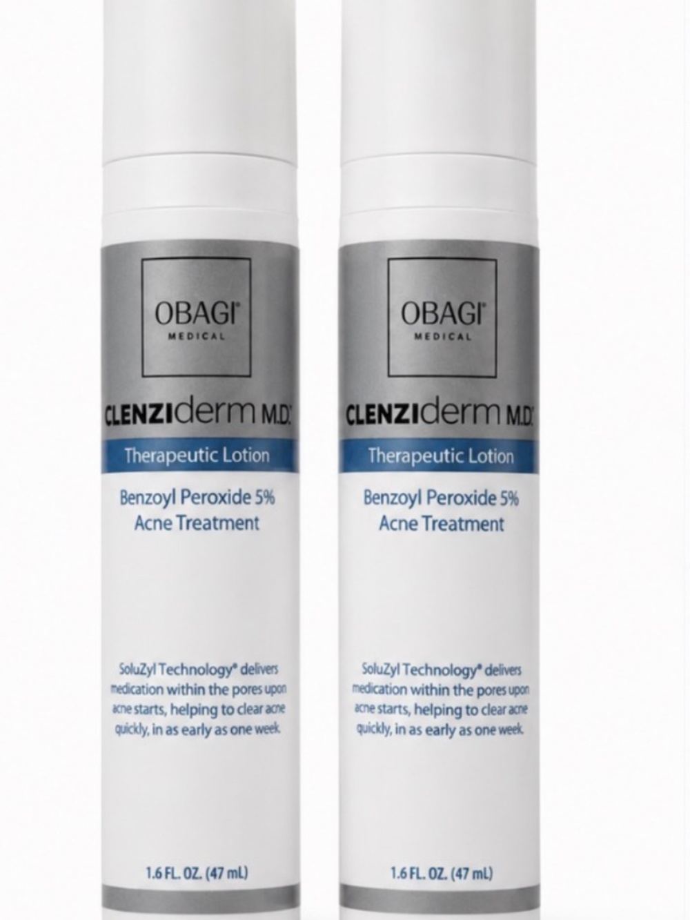 2X Obagi CLENZIderm MD Therapeutic Lotion 5% BPO 1.6oz NEW SEALED